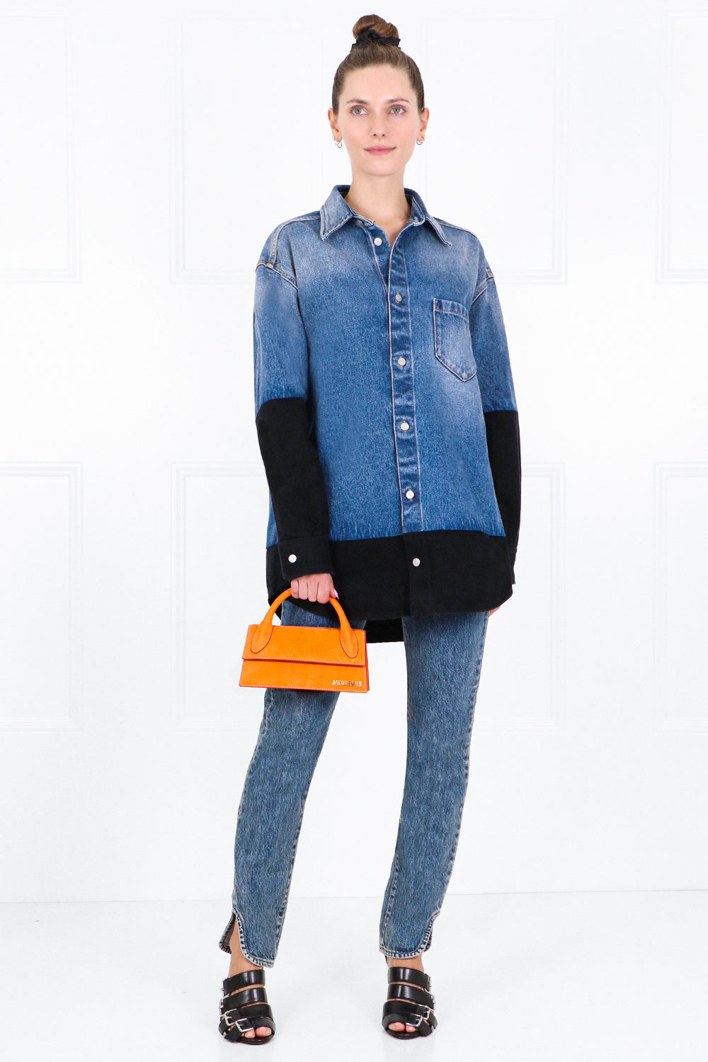 MM6 BY MAISON MARGIELA RTW CONTRAST DENIM SHIRT BLUE/BLACK