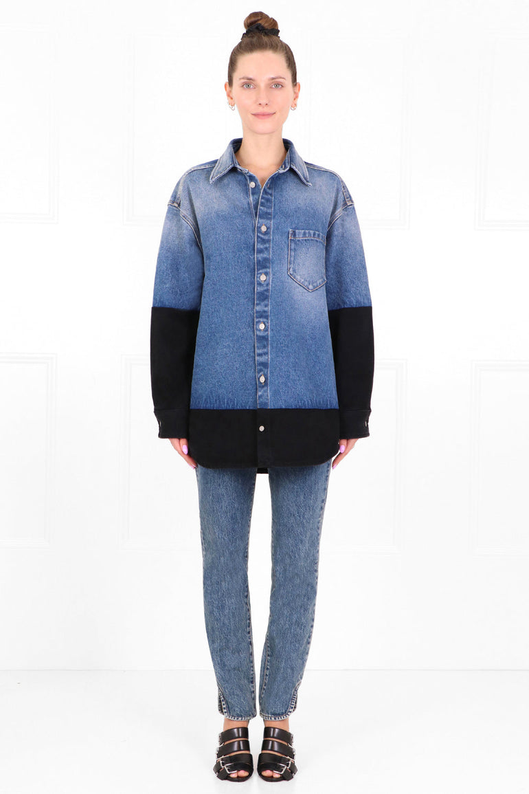 MM6 BY MAISON MARGIELA RTW CONTRAST DENIM SHIRT BLUE/BLACK
