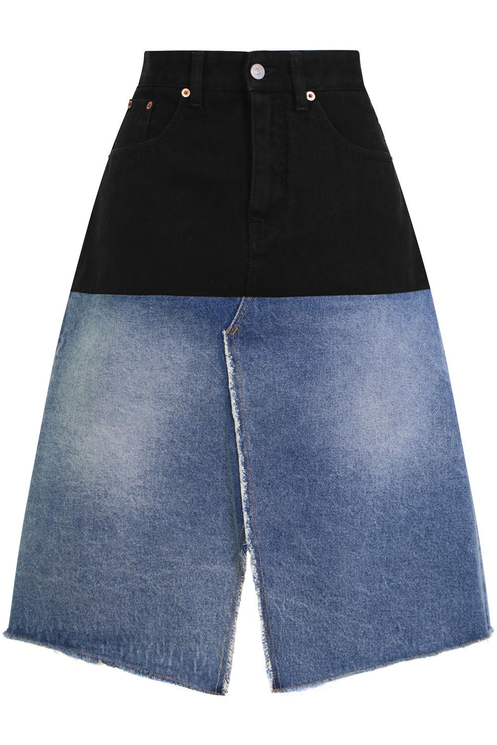 MM6 BY MAISON MARGIELA RTW CONTRAST DENIM SKIRT BLUE/BLACK