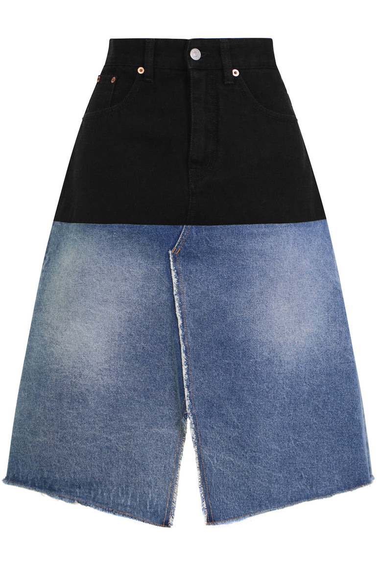 MM6 BY MAISON MARGIELA RTW CONTRAST DENIM SKIRT BLUE/BLACK