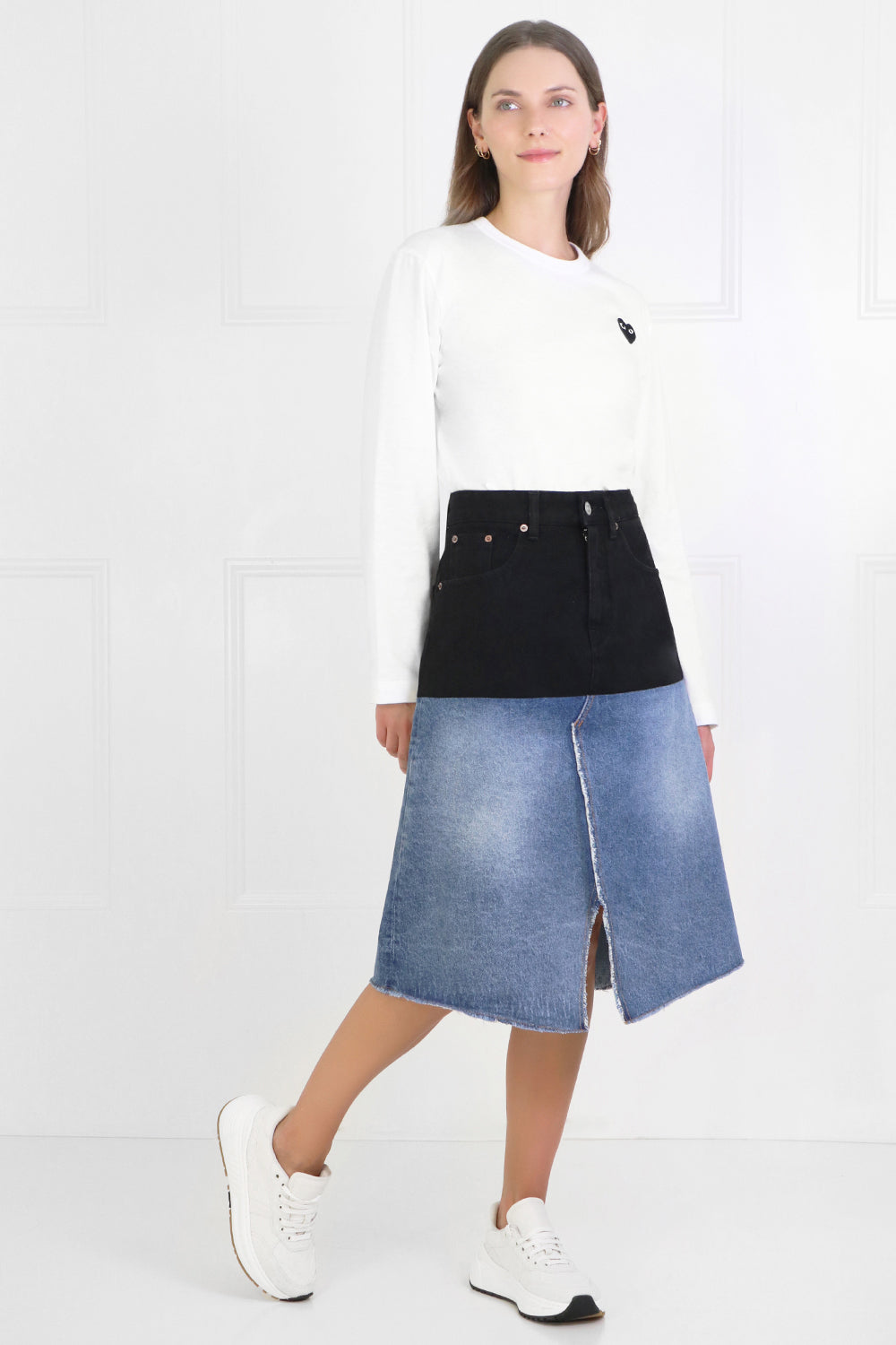 MM6 BY MAISON MARGIELA RTW CONTRAST DENIM SKIRT BLUE/BLACK