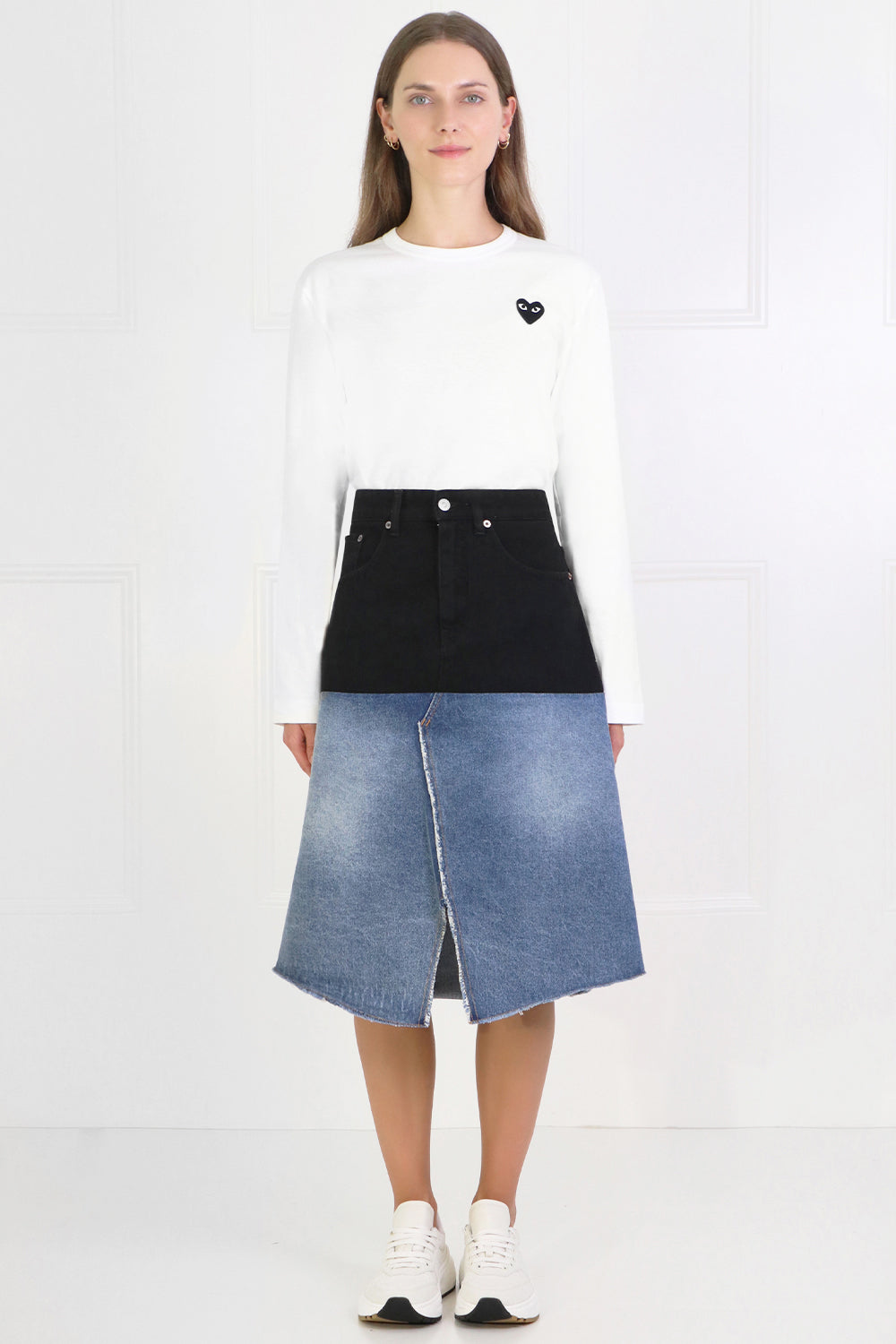 MM6 BY MAISON MARGIELA RTW CONTRAST DENIM SKIRT BLUE/BLACK