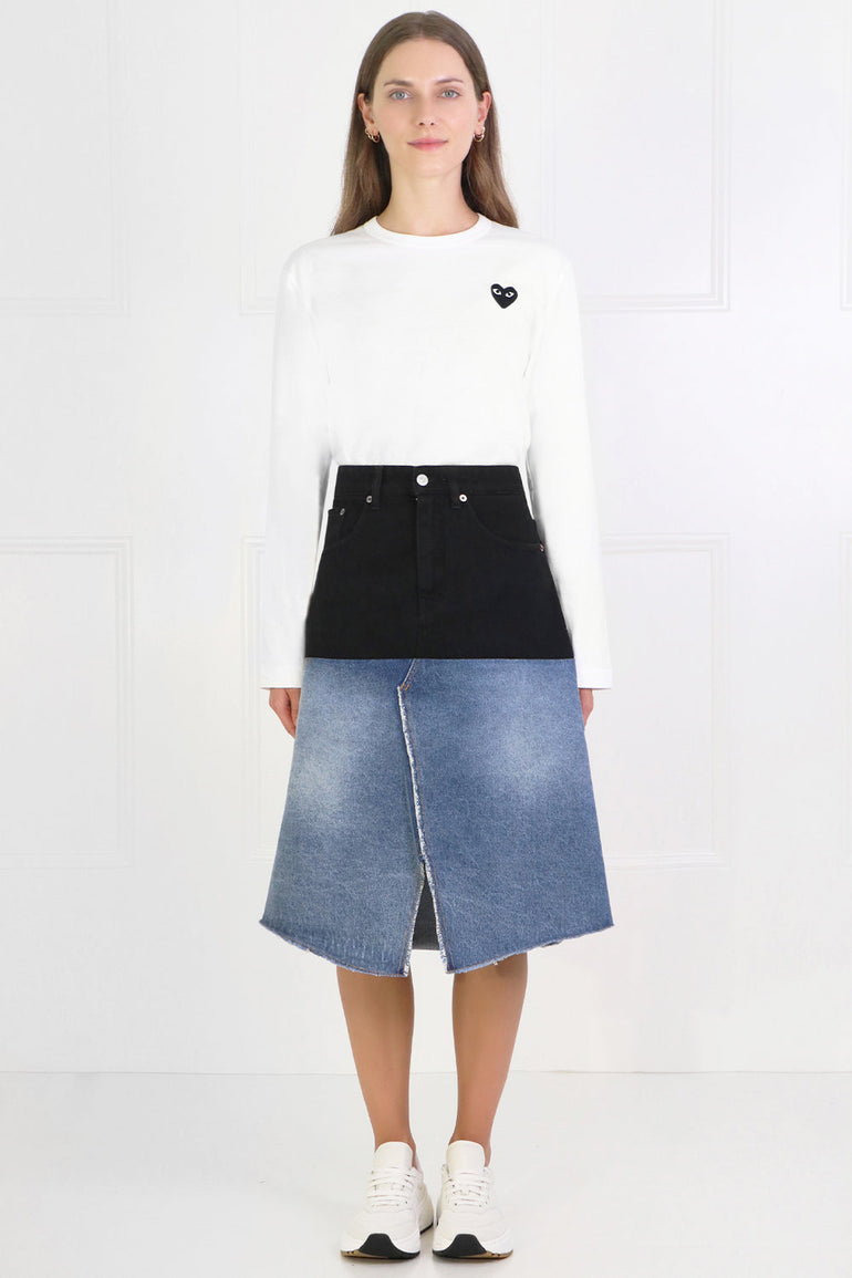 MM6 BY MAISON MARGIELA RTW CONTRAST DENIM SKIRT BLUE/BLACK