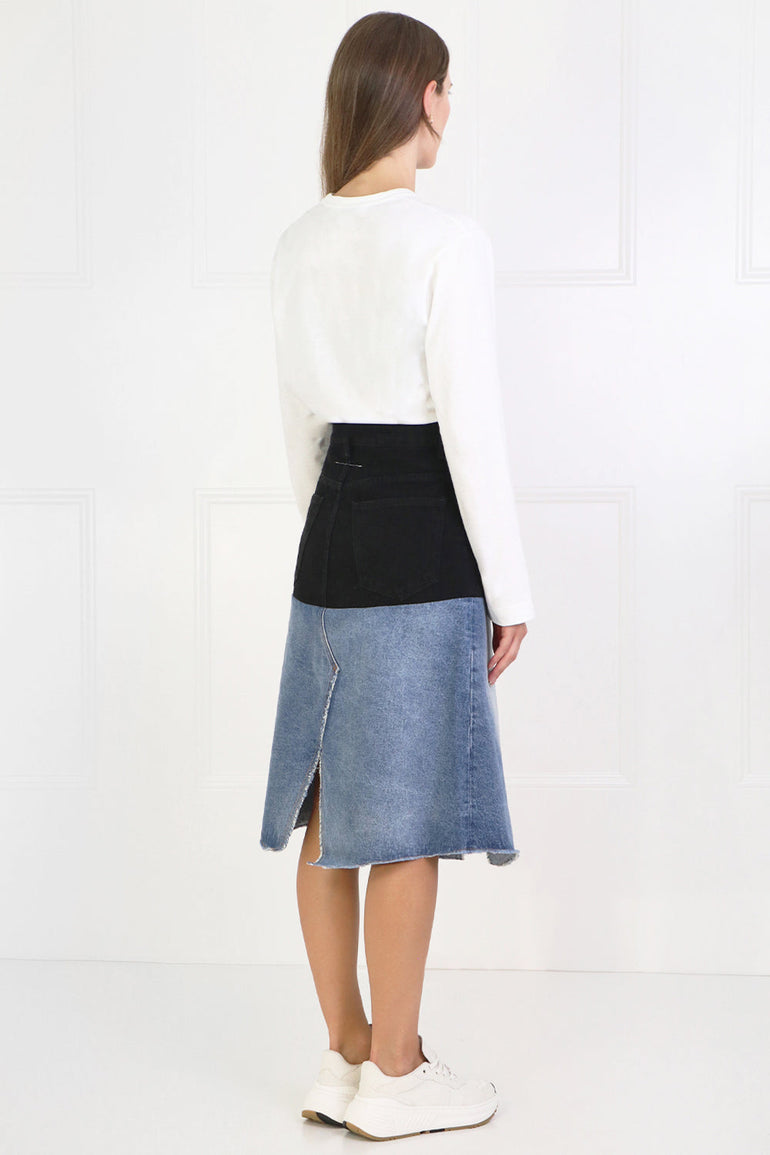 MM6 BY MAISON MARGIELA RTW CONTRAST DENIM SKIRT BLUE/BLACK