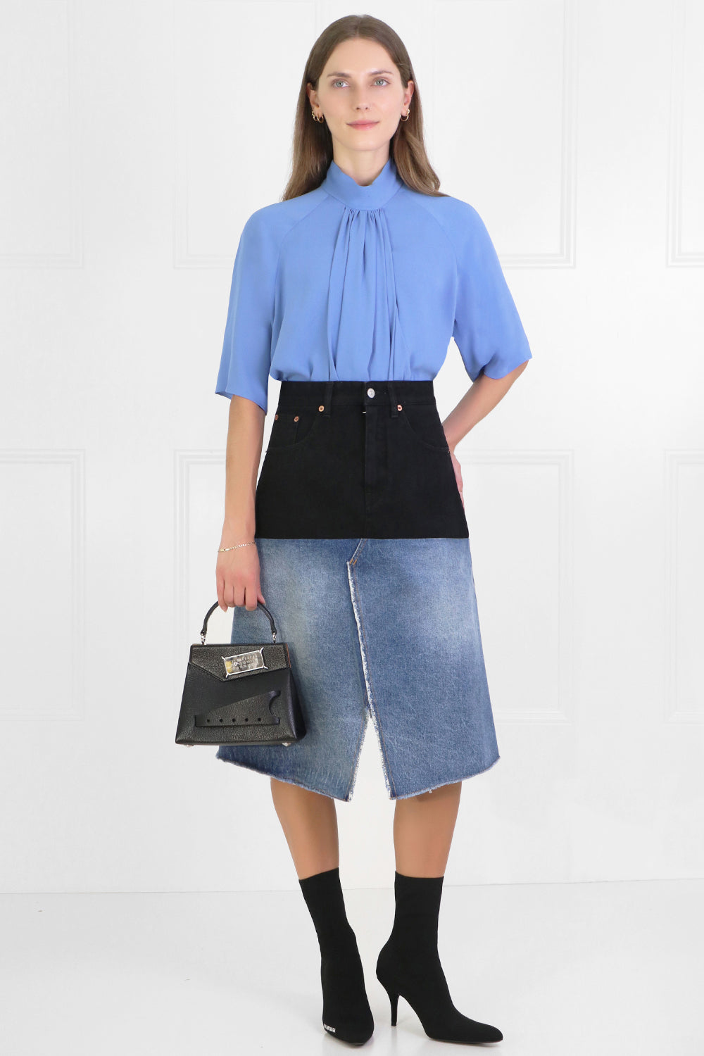 MM6 BY MAISON MARGIELA RTW CONTRAST DENIM SKIRT BLUE/BLACK