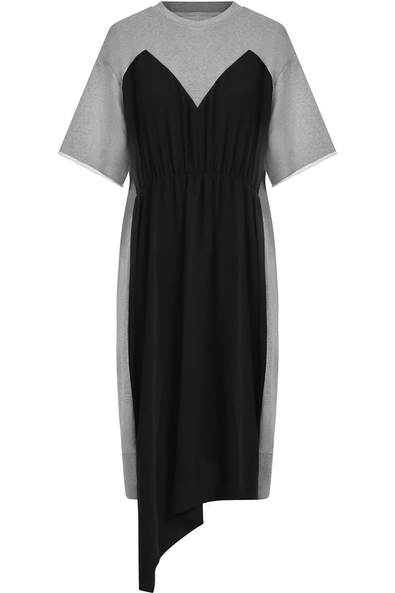 MM6 BY MAISON MARGIELA RTW CONTRAST DRESS S/S GREY/BLACK