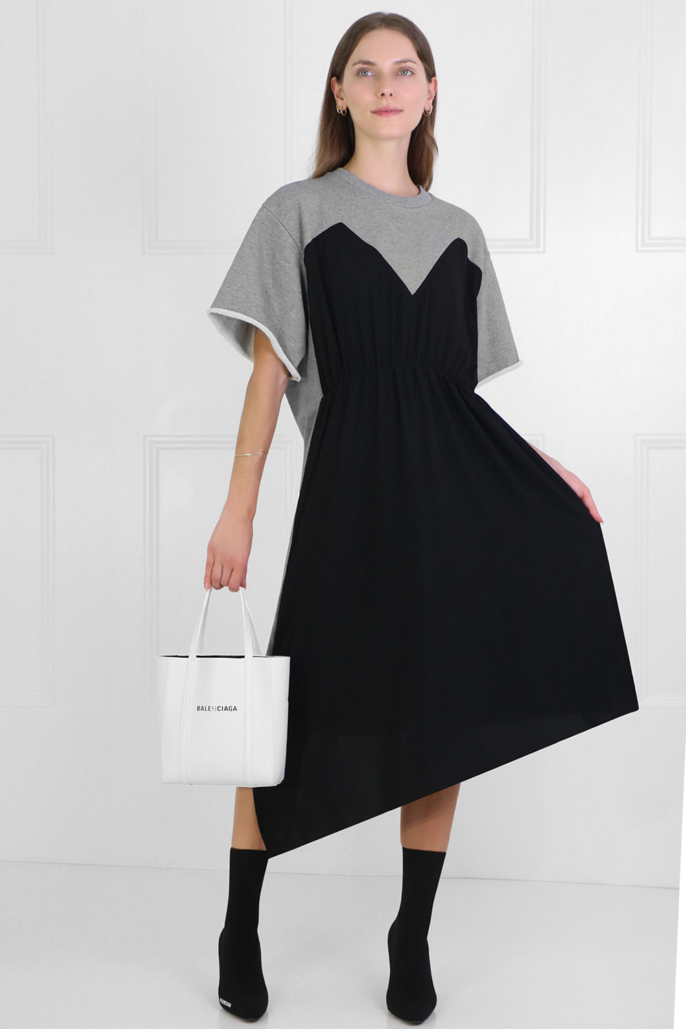 MM6 BY MAISON MARGIELA RTW CONTRAST DRESS S/S GREY/BLACK