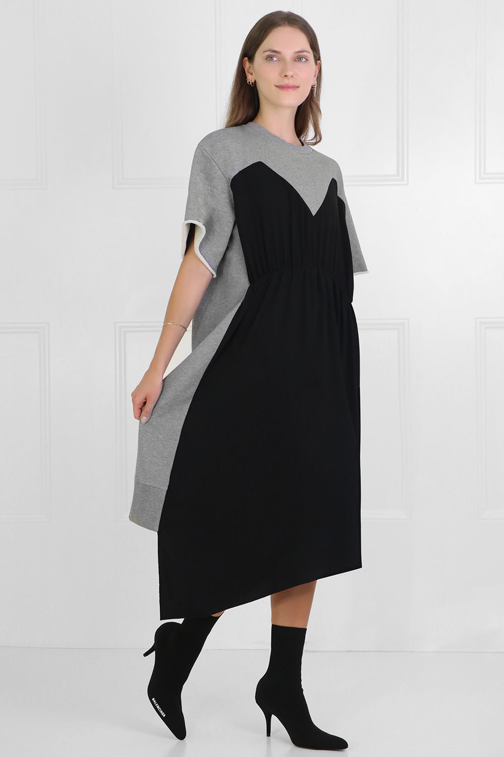 MM6 BY MAISON MARGIELA RTW CONTRAST DRESS S/S GREY/BLACK