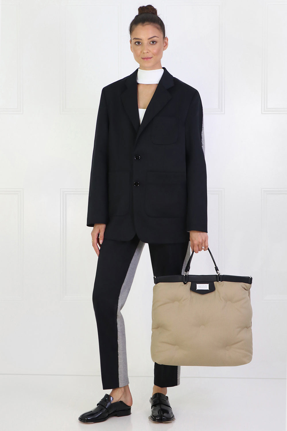 MM6 BY MAISON MARGIELA RTW CONTRAST SUITING BLAZER BLACK/GREY