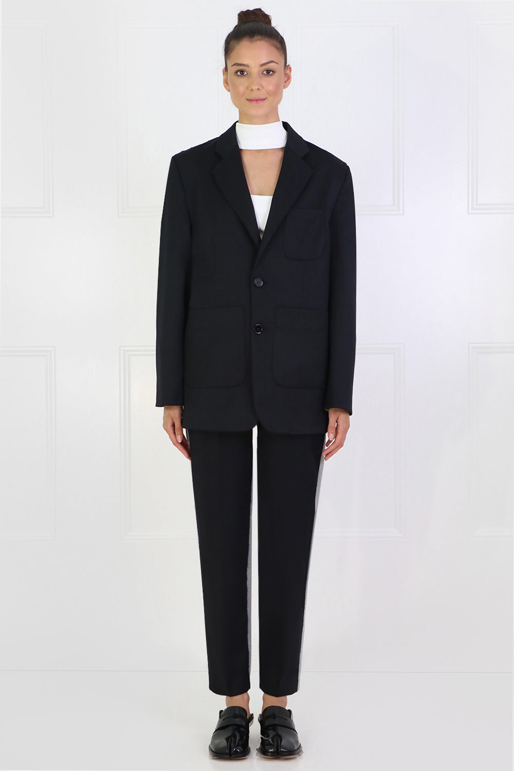 MM6 BY MAISON MARGIELA RTW CONTRAST SUITING BLAZER BLACK/GREY