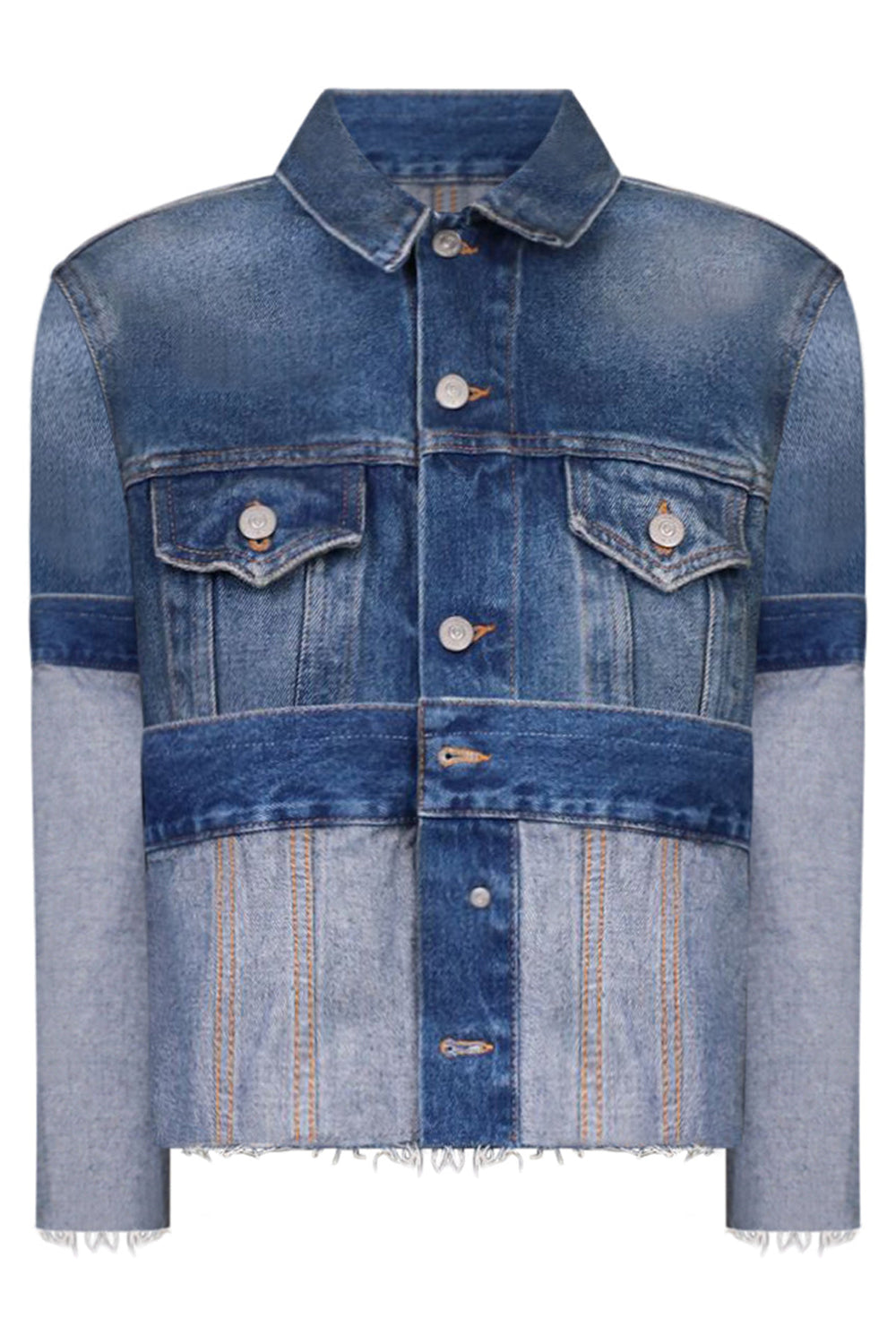 MM6 BY MAISON MARGIELA RTW CROP INSIDE-OUT DENIM JACKET | MEDIUM BLUE