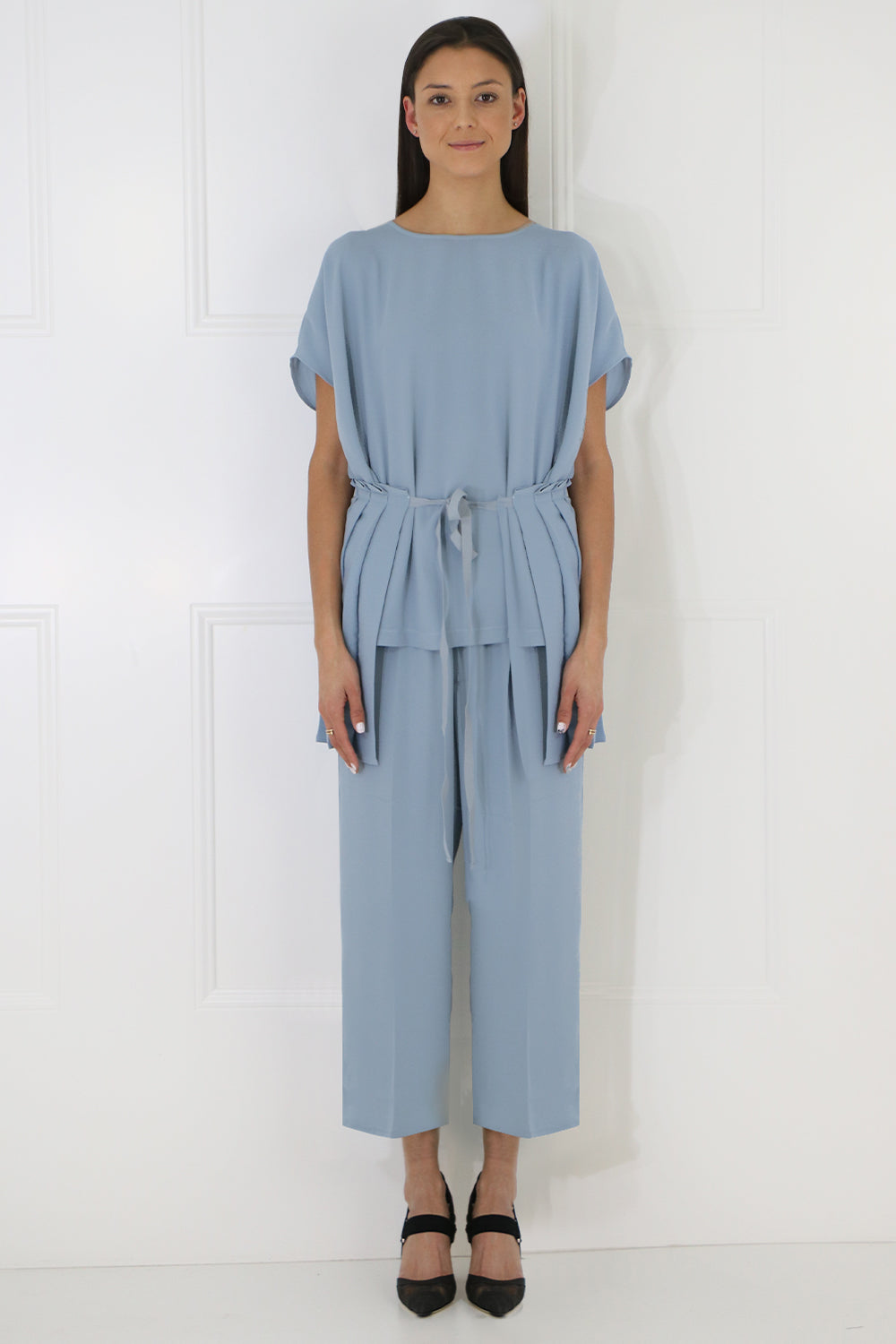 MM6 BY MAISON MARGIELA RTW CROPPED WIDE LEG CULOTTES ICE BLUE