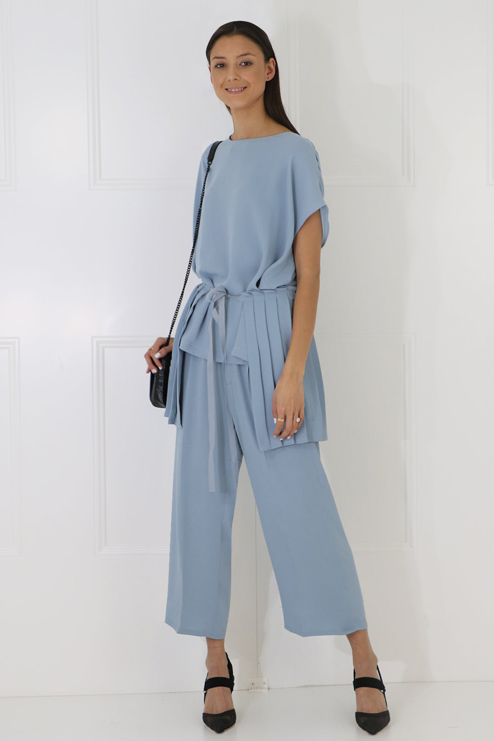 MM6 BY MAISON MARGIELA RTW CROPPED WIDE LEG CULOTTES ICE BLUE