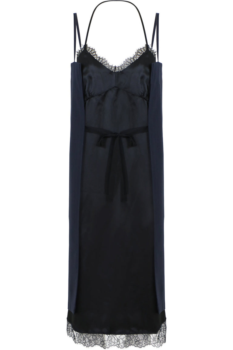 MM6 BY MAISON MARGIELA RTW DOUBLE LAYER PINSTRIPE DRESS BLUE/BLACK