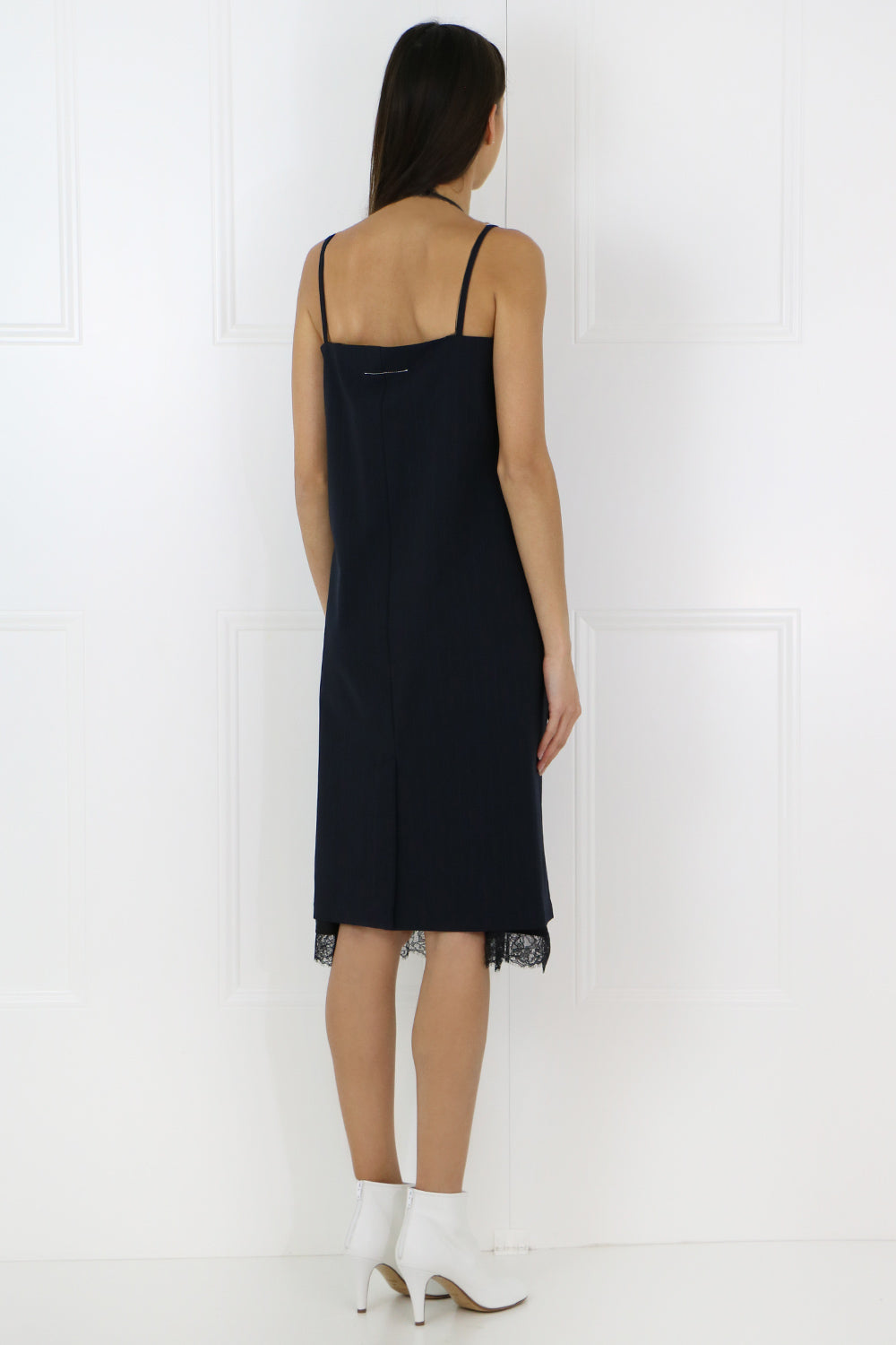 MM6 BY MAISON MARGIELA RTW DOUBLE LAYER PINSTRIPE DRESS BLUE/BLACK