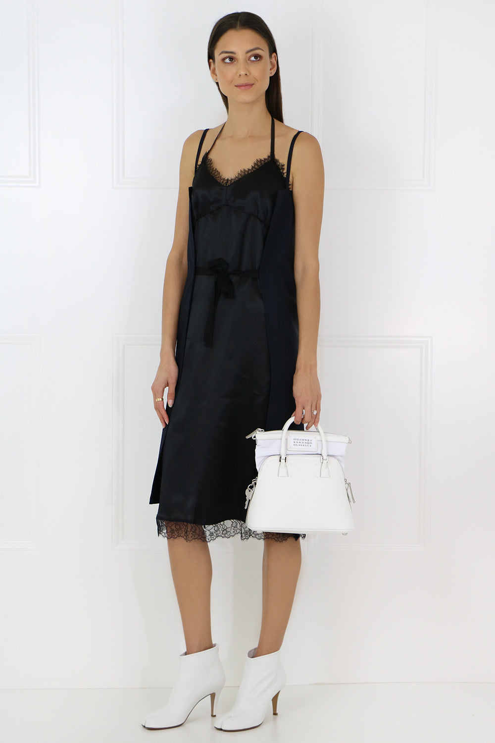 MM6 BY MAISON MARGIELA RTW DOUBLE LAYER PINSTRIPE DRESS BLUE/BLACK