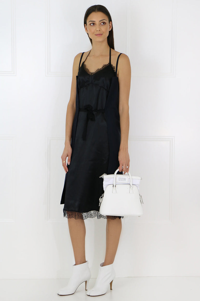 MM6 BY MAISON MARGIELA RTW DOUBLE LAYER PINSTRIPE DRESS BLUE/BLACK