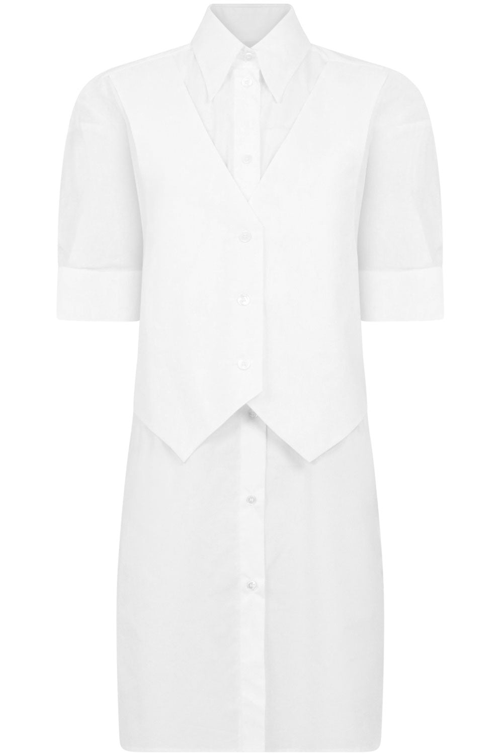 MM6 BY MAISON MARGIELA RTW DOUBLE LAYER SHIRT DRESS S/S WHITE