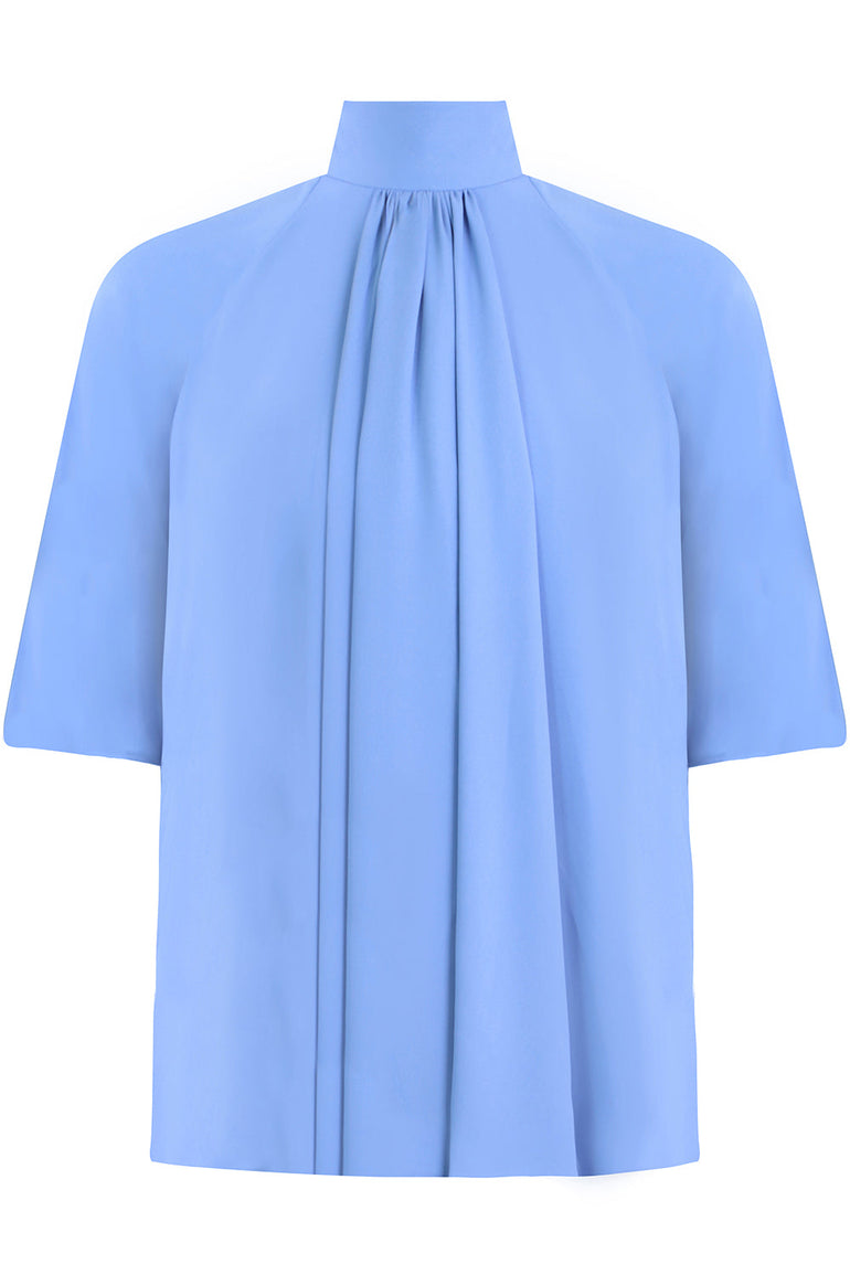 MM6 BY MAISON MARGIELA RTW DRAPED FLUID BLOUSE S/S SKY BLUE
