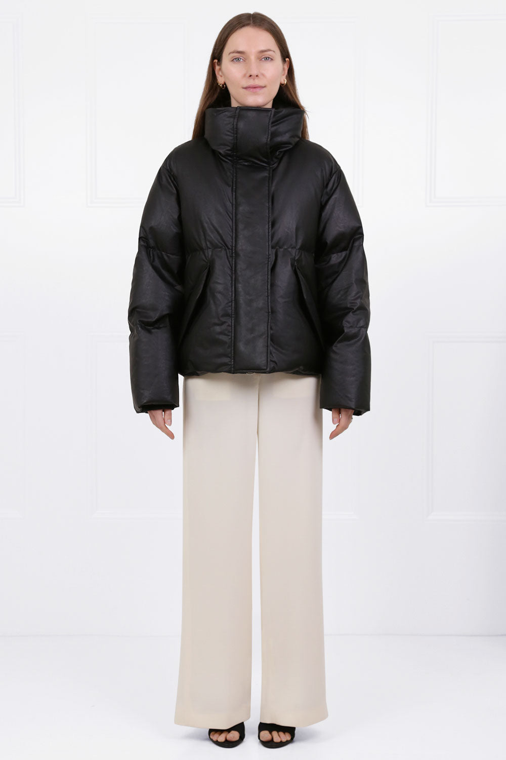 MM6 BY MAISON MARGIELA RTW FAUX LEATHER PUFFER JACKET BLACK