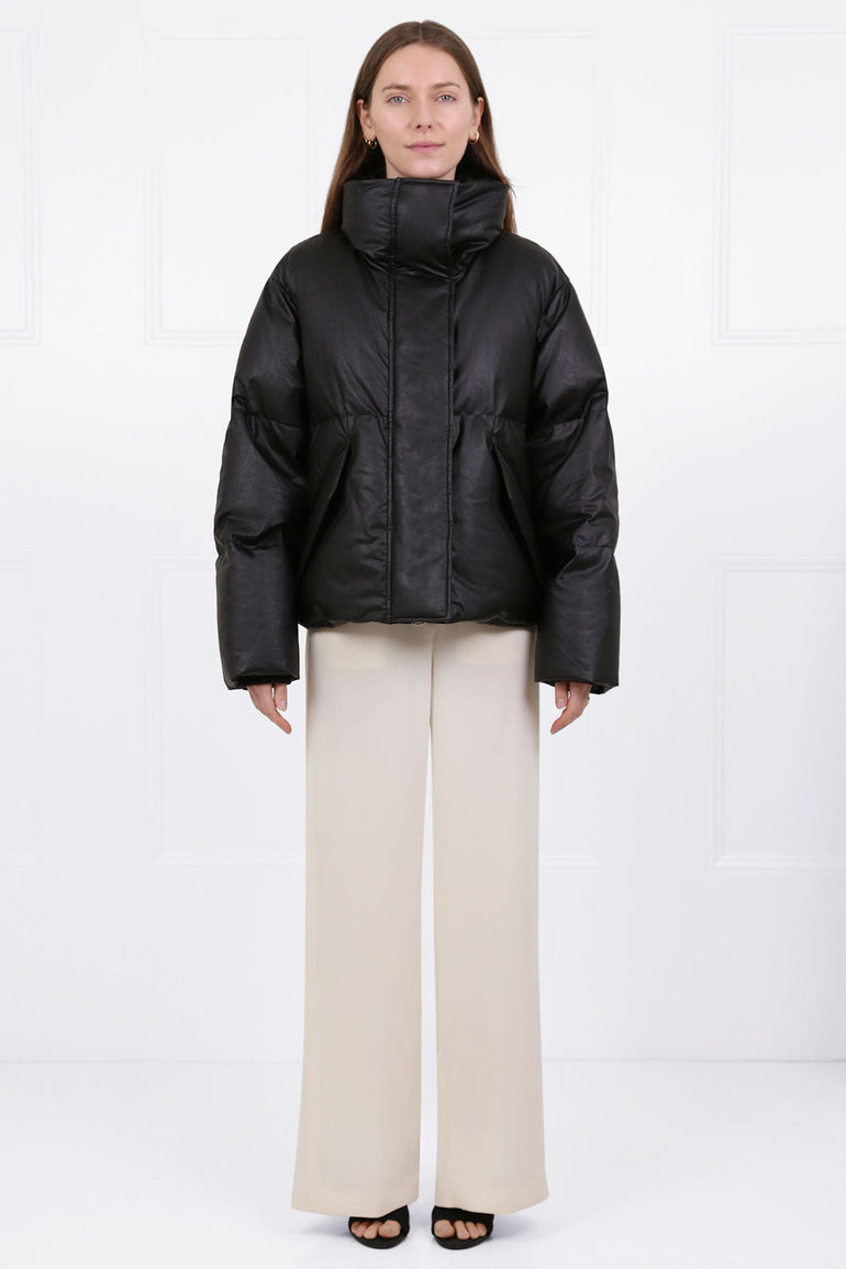 MM6 BY MAISON MARGIELA RTW FAUX LEATHER PUFFER JACKET BLACK