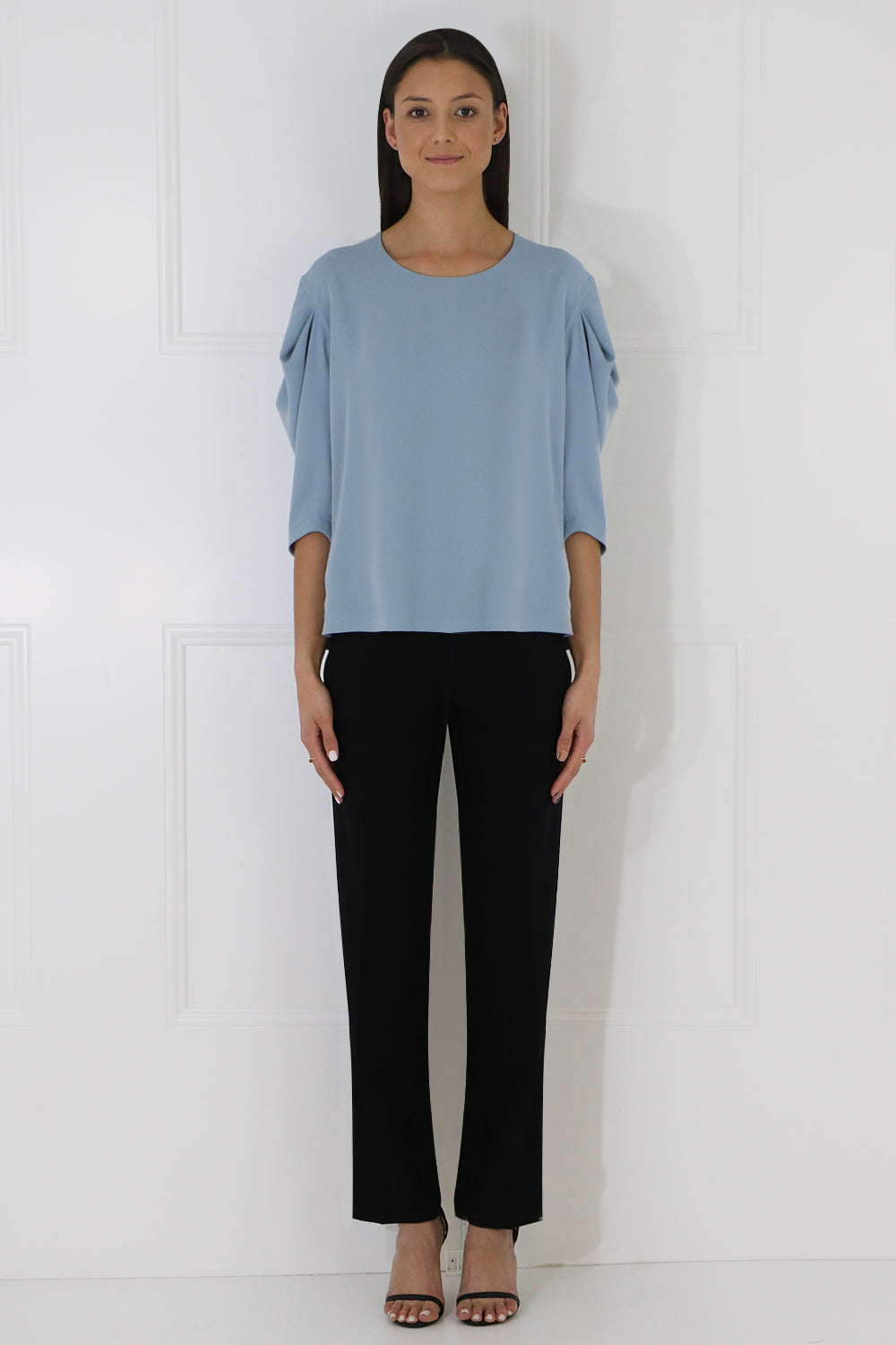 MM6 BY MAISON MARGIELA RTW FLUID 3/4SL BLOUSE ICE BLUE