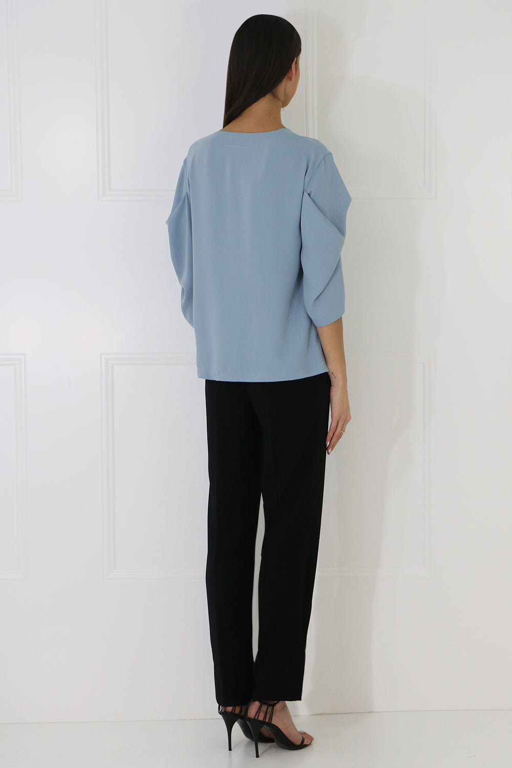MM6 BY MAISON MARGIELA RTW FLUID 3/4SL BLOUSE ICE BLUE