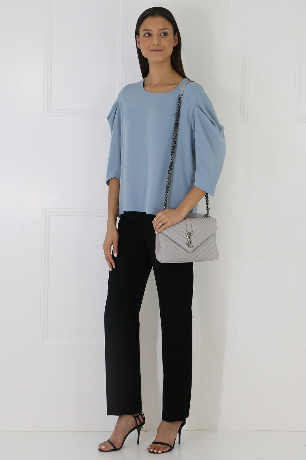 MM6 BY MAISON MARGIELA RTW FLUID 3/4SL BLOUSE ICE BLUE