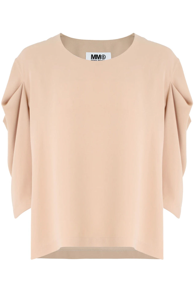 MM6 BY MAISON MARGIELA RTW FLUID 3/4SL BLOUSE NUDE