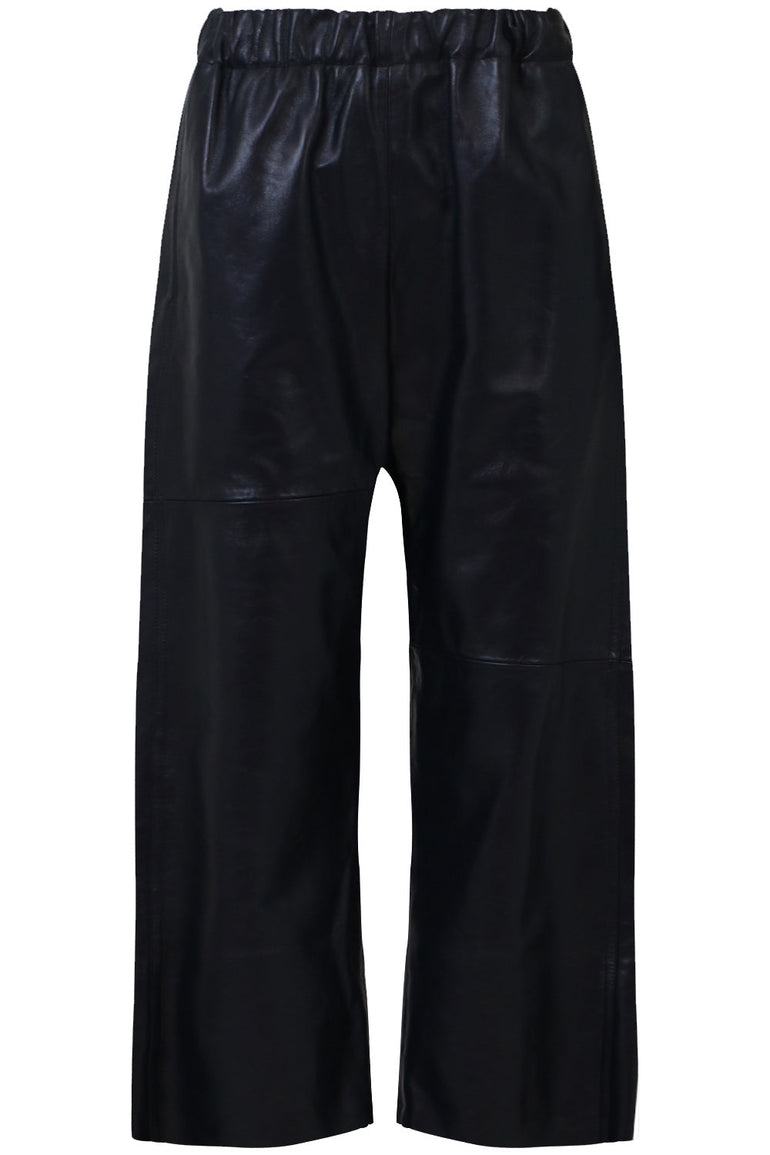 MM6 BY MAISON MARGIELA RTW LEATHER CROP PANT NAVY