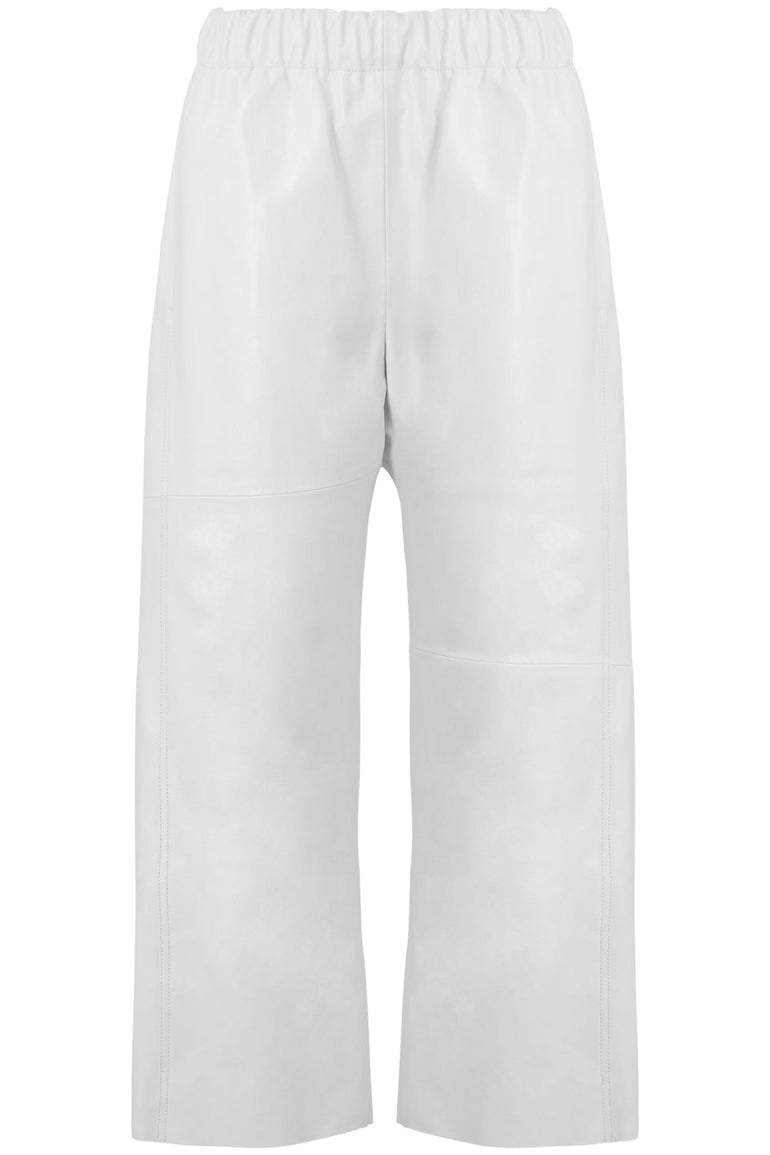 MM6 BY MAISON MARGIELA RTW LEATHER CROP PANT OFF WHITE