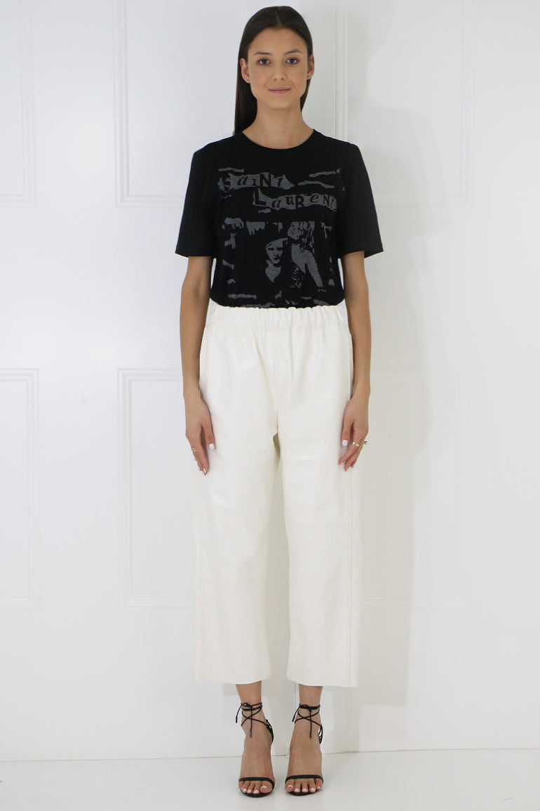 MM6 BY MAISON MARGIELA RTW LEATHER CROP PANT OFF WHITE