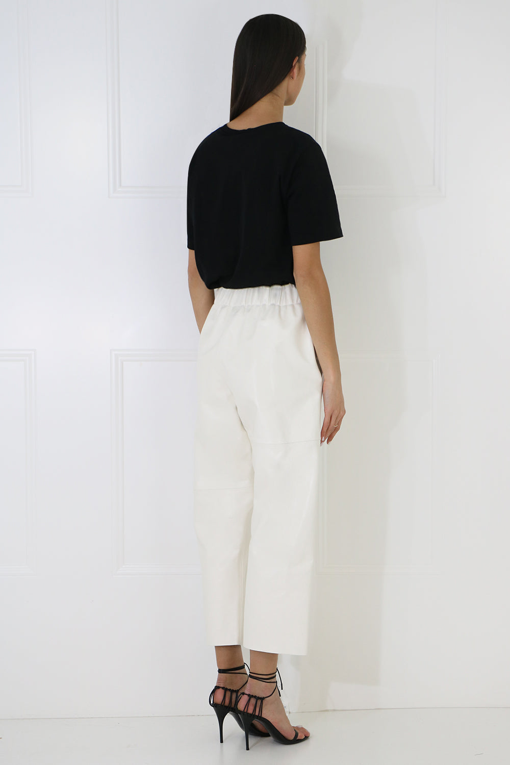 MM6 BY MAISON MARGIELA RTW LEATHER CROP PANT OFF WHITE