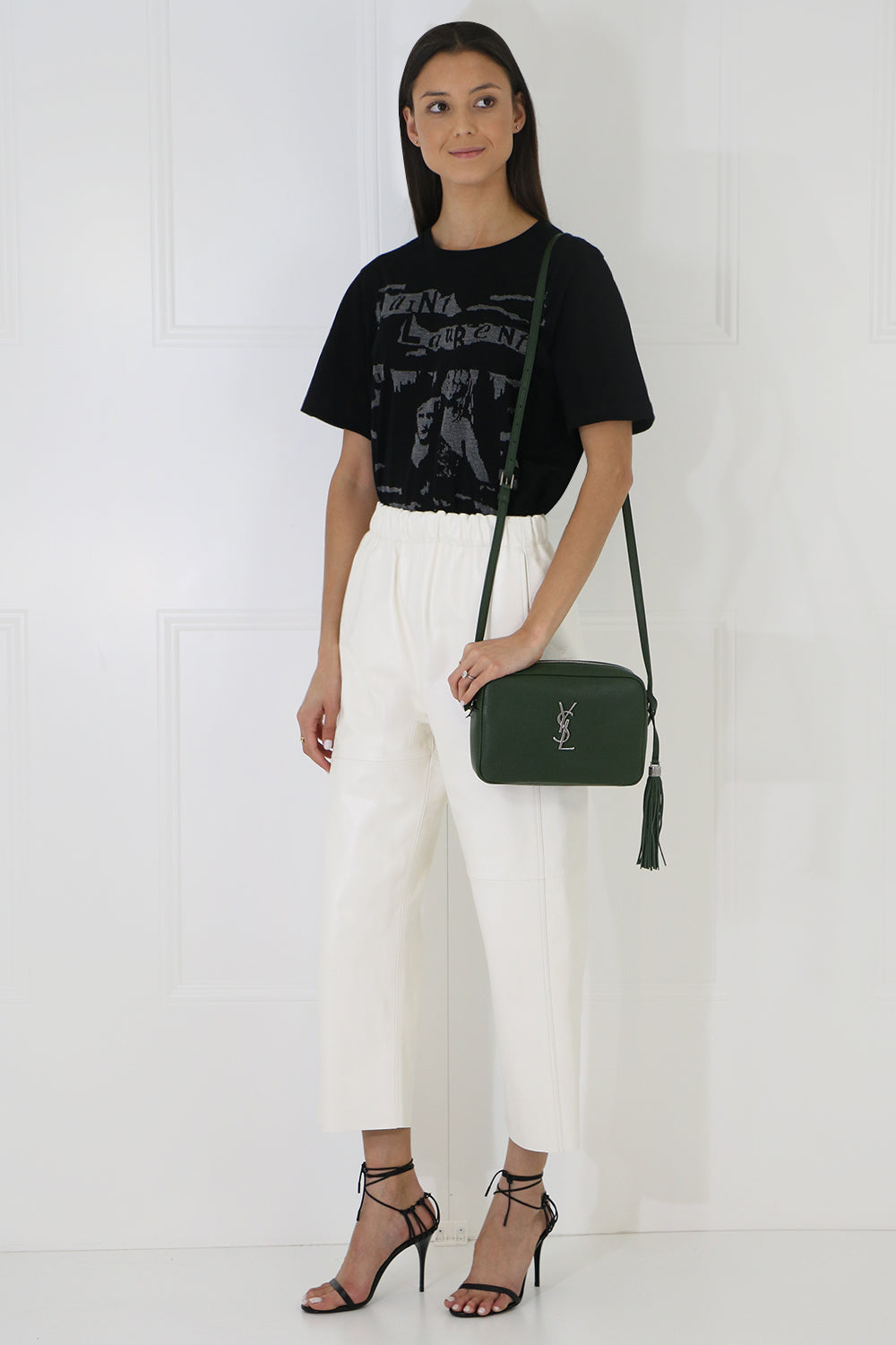 MM6 BY MAISON MARGIELA RTW LEATHER CROP PANT OFF WHITE