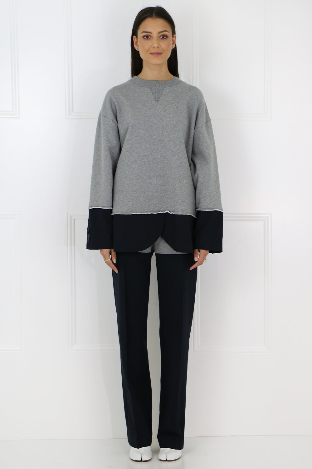 MM6 BY MAISON MARGIELA RTW OVERSIZED SUITING TRACKPANTS GREY/NAVY
