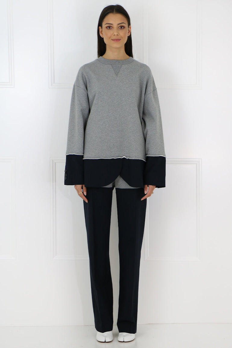 MM6 BY MAISON MARGIELA RTW OVERSIZED SUITING TRACKPANTS GREY/NAVY