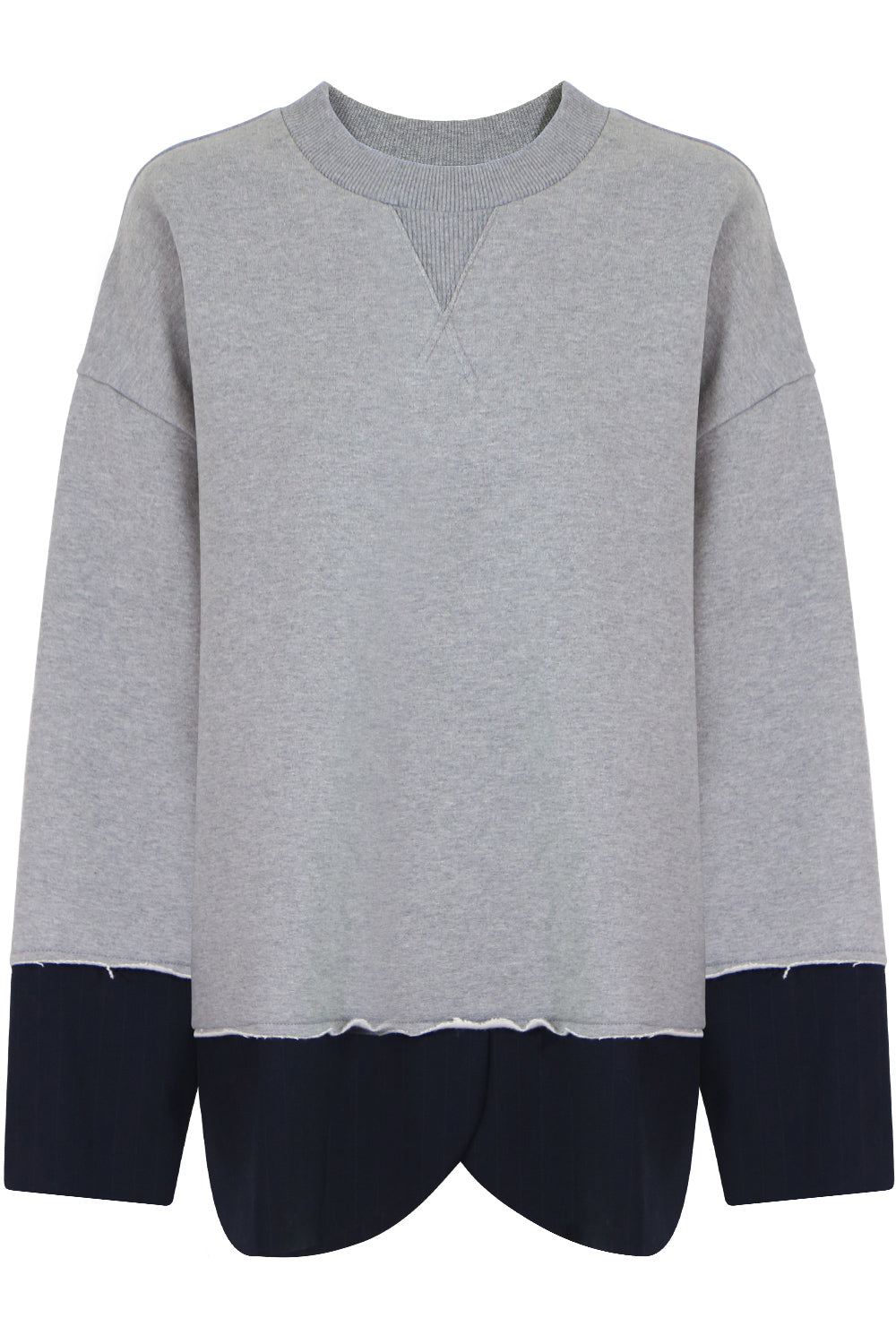 MM6 BY MAISON MARGIELA RTW OVERSIZED SWEATER WITH SUITING HEM GREY