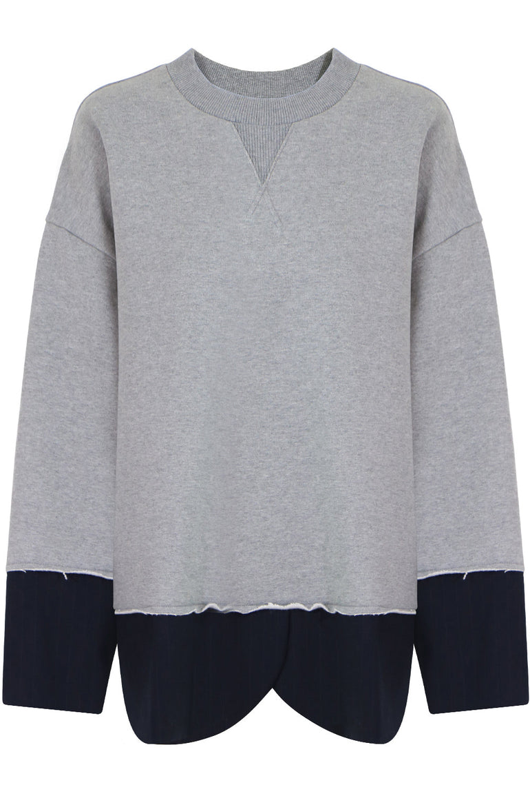 MM6 BY MAISON MARGIELA RTW OVERSIZED SWEATER WITH SUITING HEM GREY