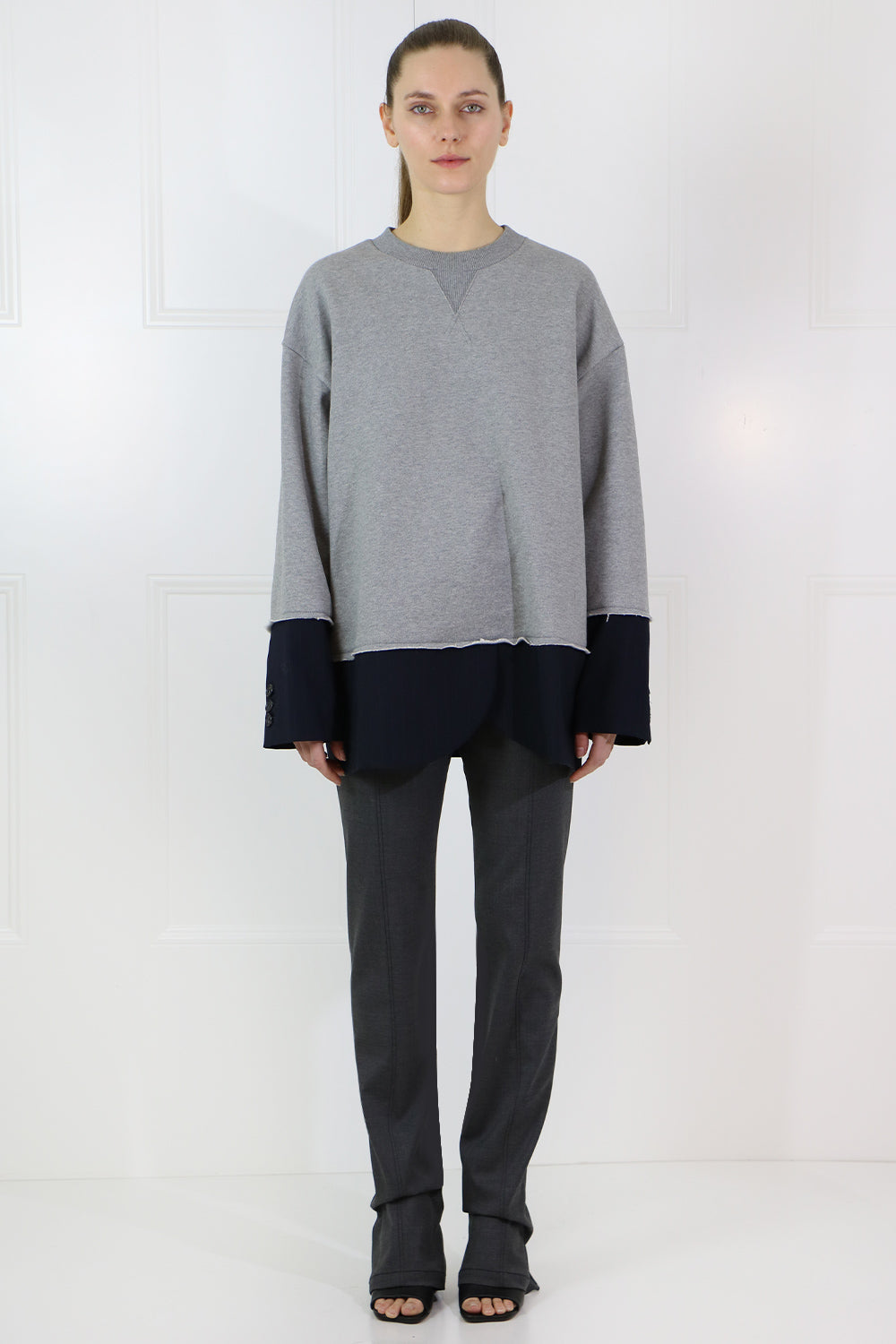 MM6 BY MAISON MARGIELA RTW OVERSIZED SWEATER WITH SUITING HEM GREY