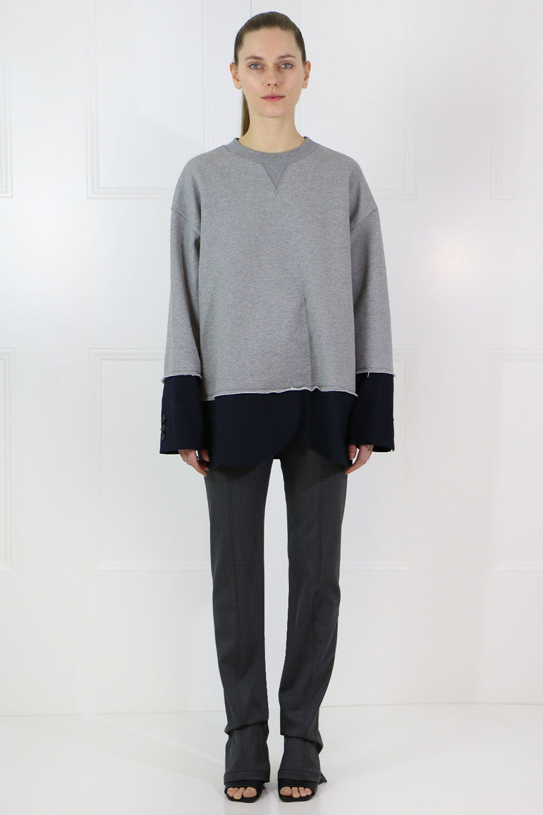 MM6 BY MAISON MARGIELA RTW OVERSIZED SWEATER WITH SUITING HEM GREY