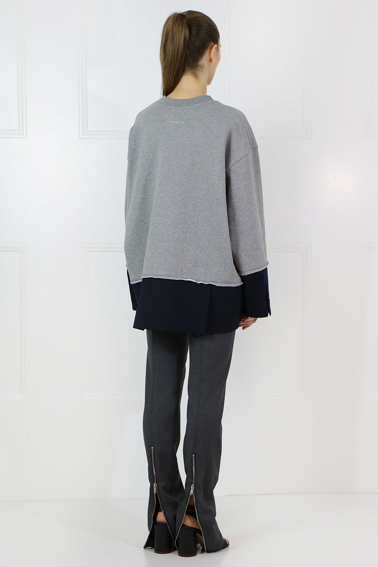 MM6 BY MAISON MARGIELA RTW OVERSIZED SWEATER WITH SUITING HEM GREY
