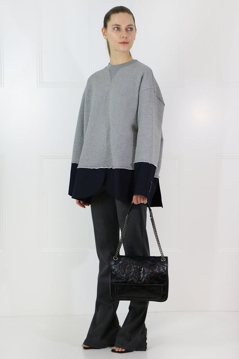MM6 BY MAISON MARGIELA RTW OVERSIZED SWEATER WITH SUITING HEM GREY