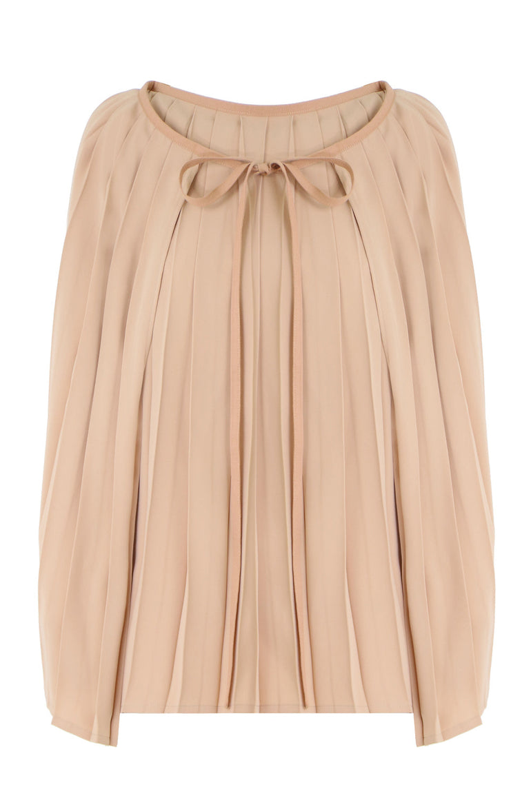 MM6 BY MAISON MARGIELA RTW PINK PLEATED CAPE BLOUSE WITH TIE NUDE