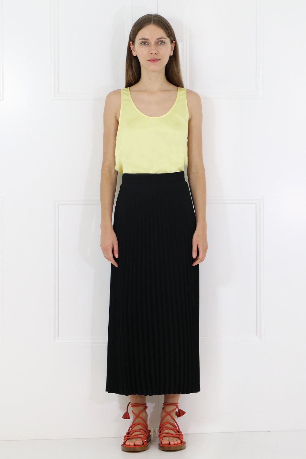 MM6 BY MAISON MARGIELA RTW PLEATED MIDI SKIRT BLACK