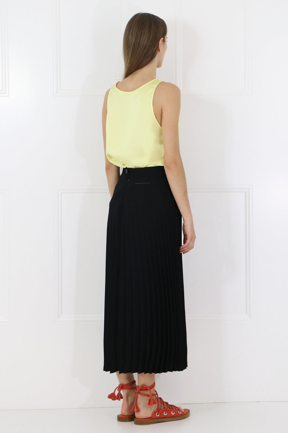 MM6 BY MAISON MARGIELA RTW PLEATED MIDI SKIRT BLACK