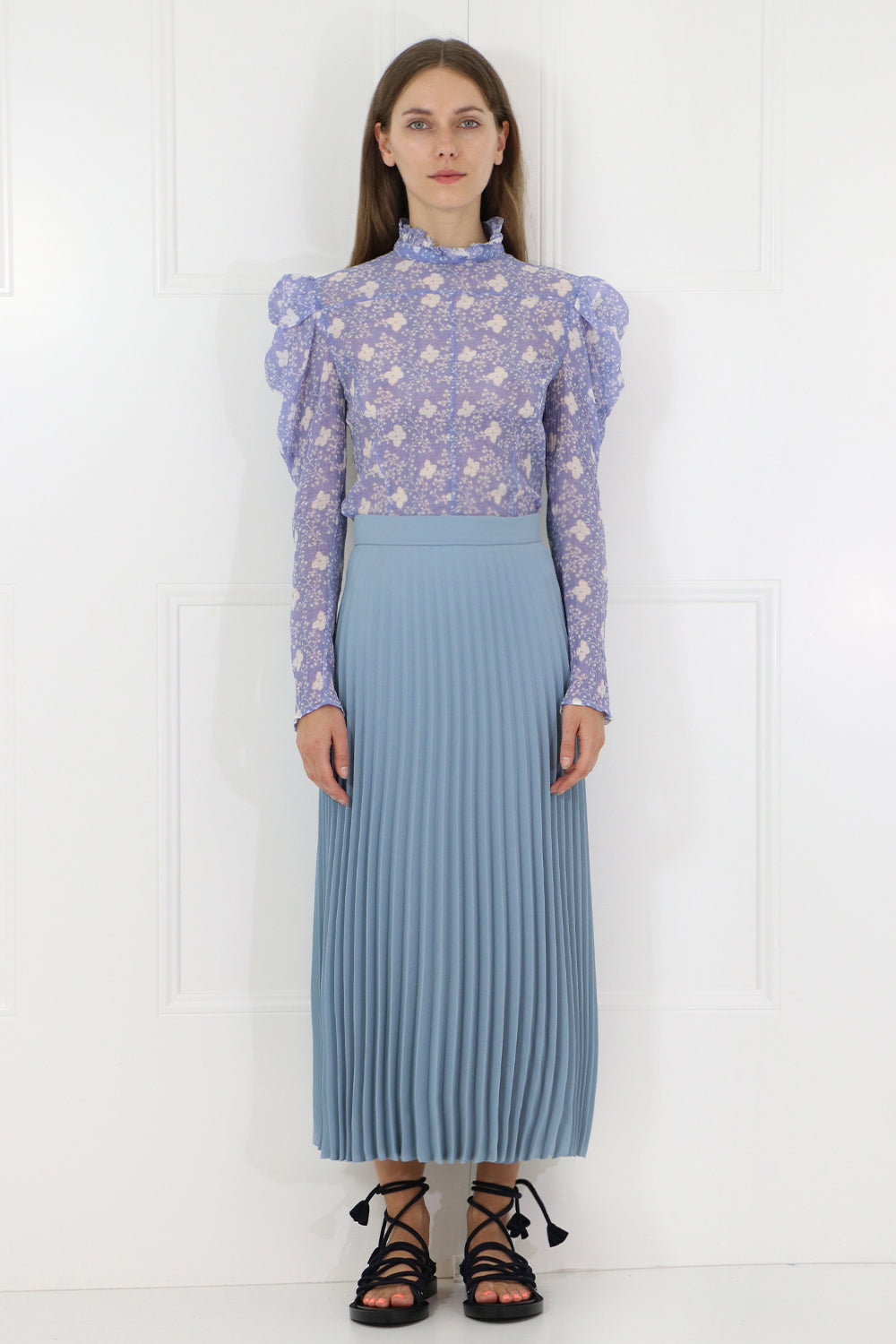 MM6 BY MAISON MARGIELA RTW PLEATED MIDI SKIRT ICE BLUE