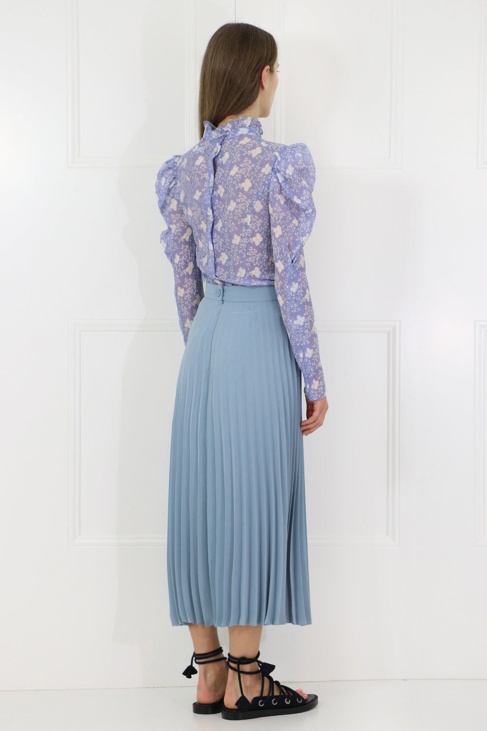 MM6 BY MAISON MARGIELA RTW PLEATED MIDI SKIRT ICE BLUE