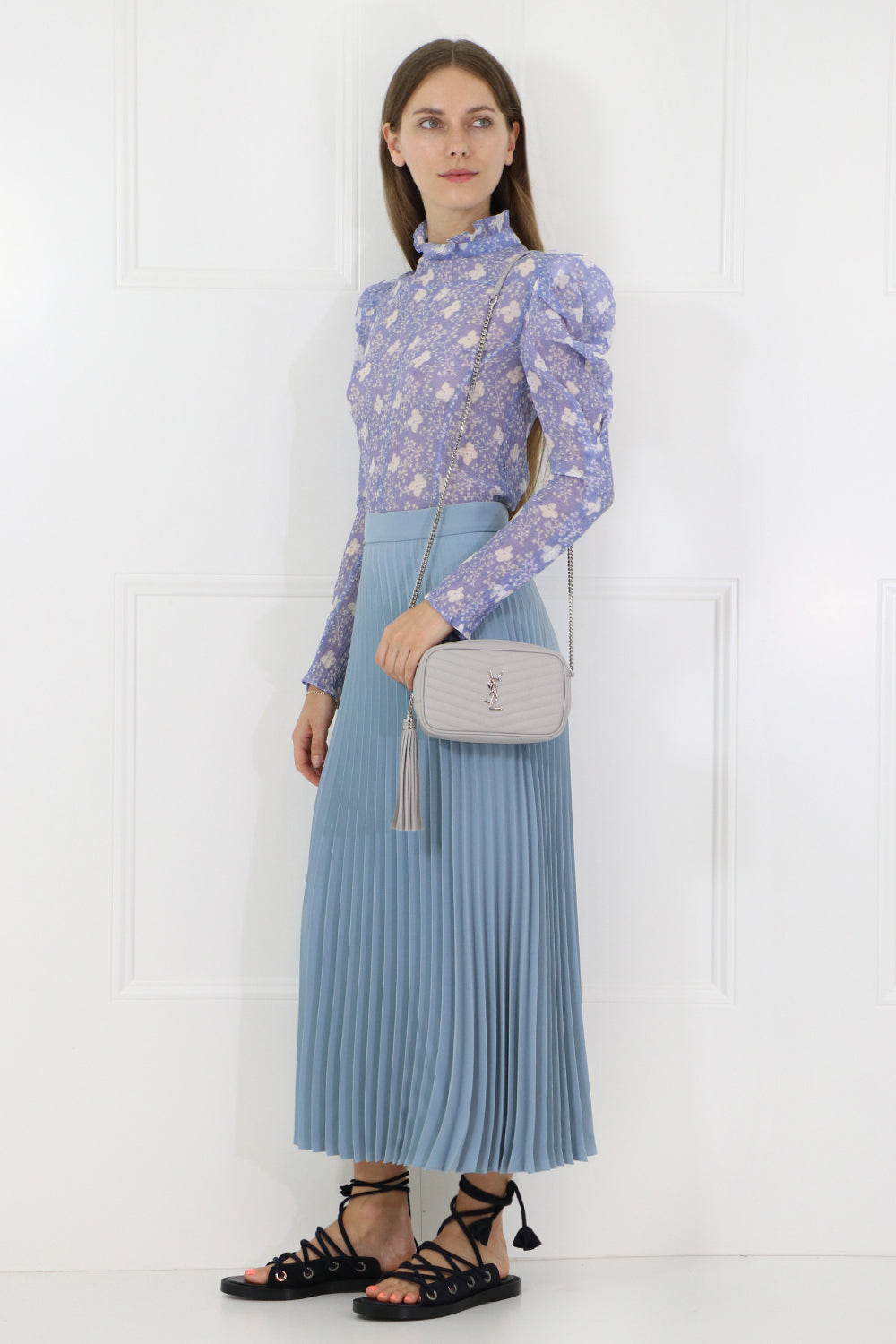 MM6 BY MAISON MARGIELA RTW PLEATED MIDI SKIRT ICE BLUE