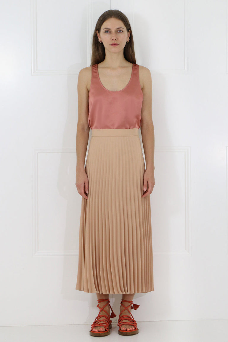 MM6 BY MAISON MARGIELA RTW PLEATED MIDI SKIRT NUDE