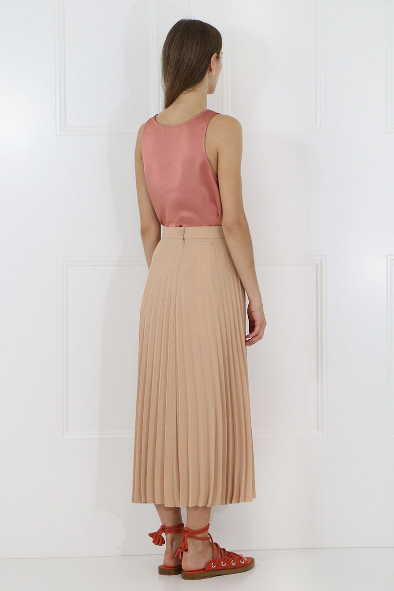MM6 BY MAISON MARGIELA RTW PLEATED MIDI SKIRT NUDE